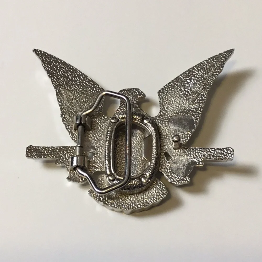 Silver Eagle Belt Buckle With Guns Western Biker Americana